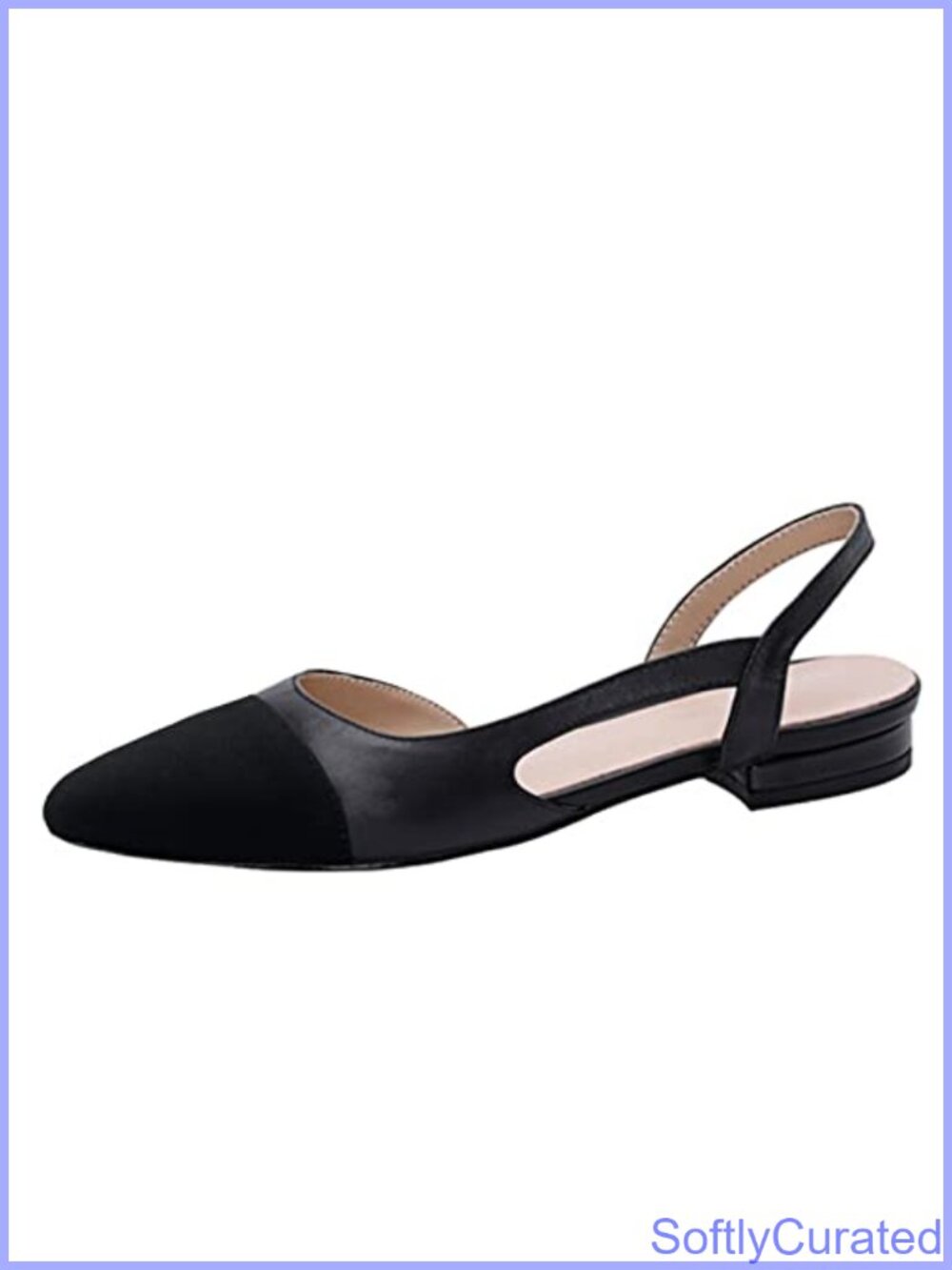 Women's Slingback Flats Round Toe Low Heel Suede Sandals